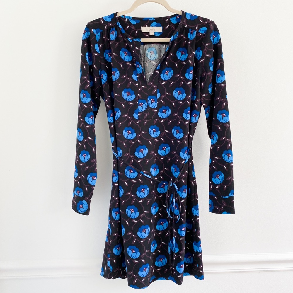 LOFT Floral Long Sleeve Dress